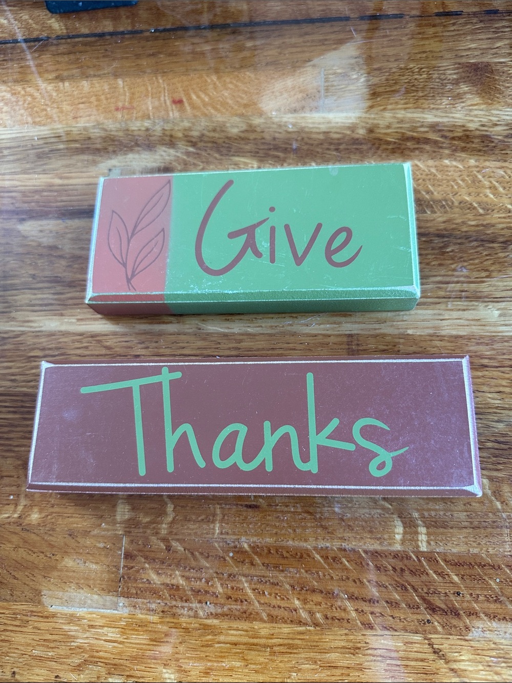 Give & Thanks Decorative Blocks - Green and Rust